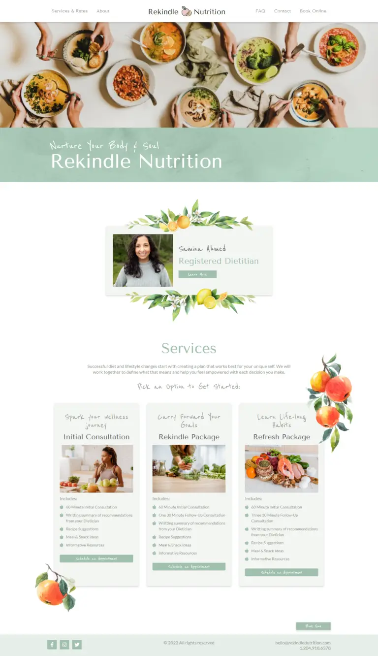 Rekindle Nutrition Website Design