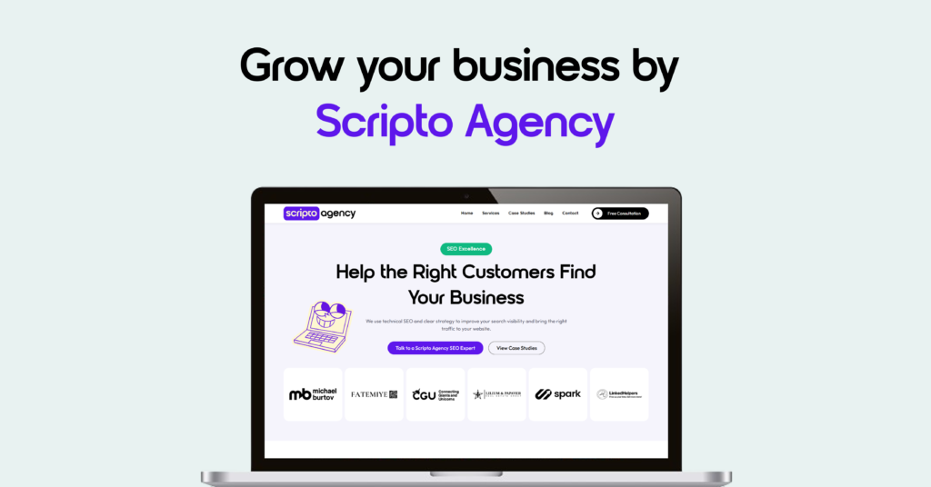 Professional SEO services and technical audit process by Scripto Agency.