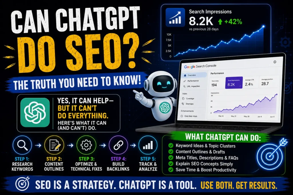 Illustration comparing ChatGPT AI assistant with traditional SEO tools for keyword research and website optimization