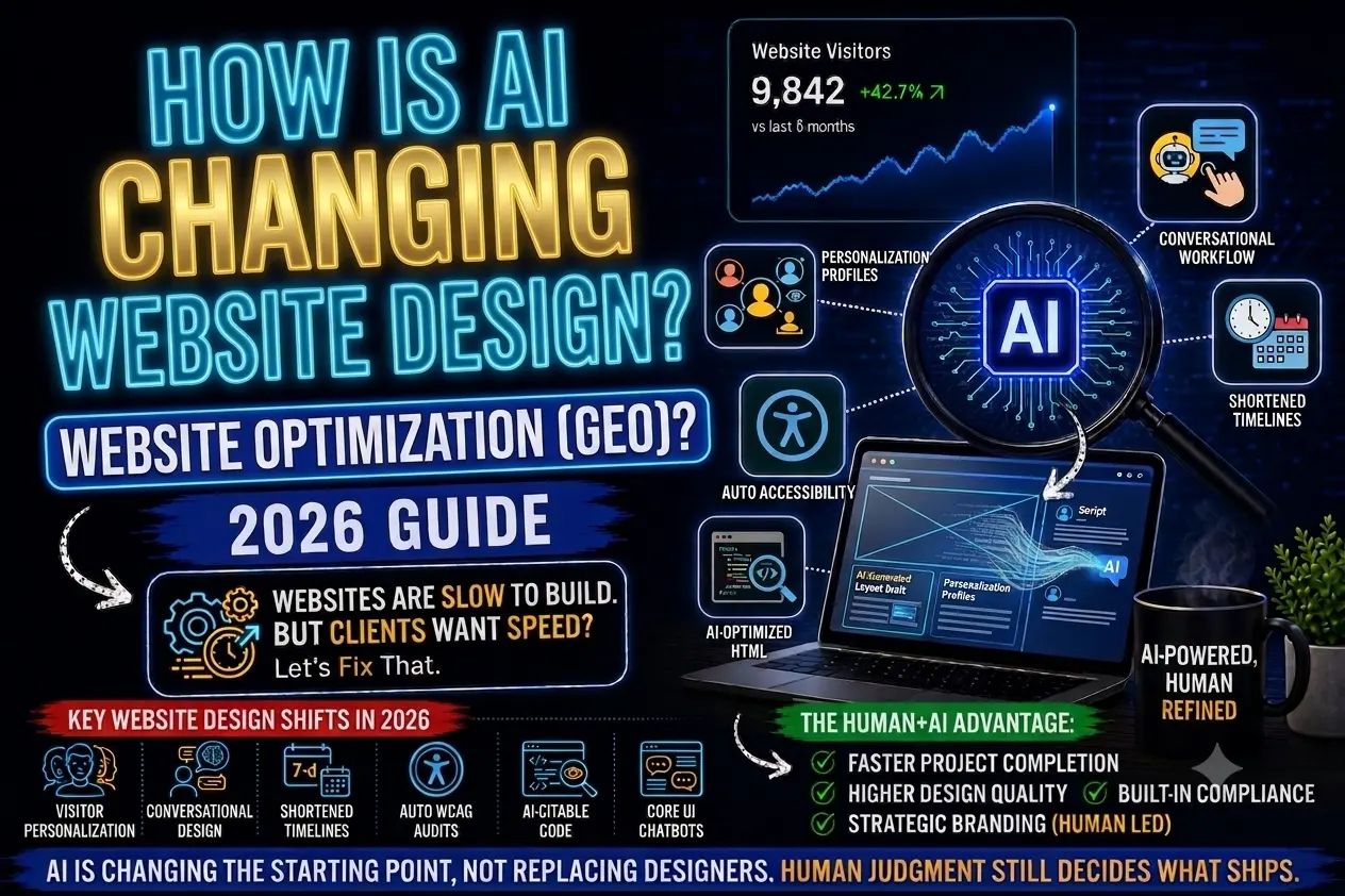 AI website design concept showing layout generation for a 2026 website project