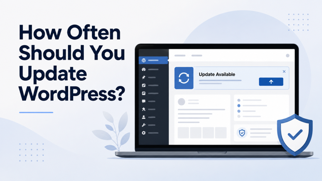 WordPress dashboard showing an available update notification